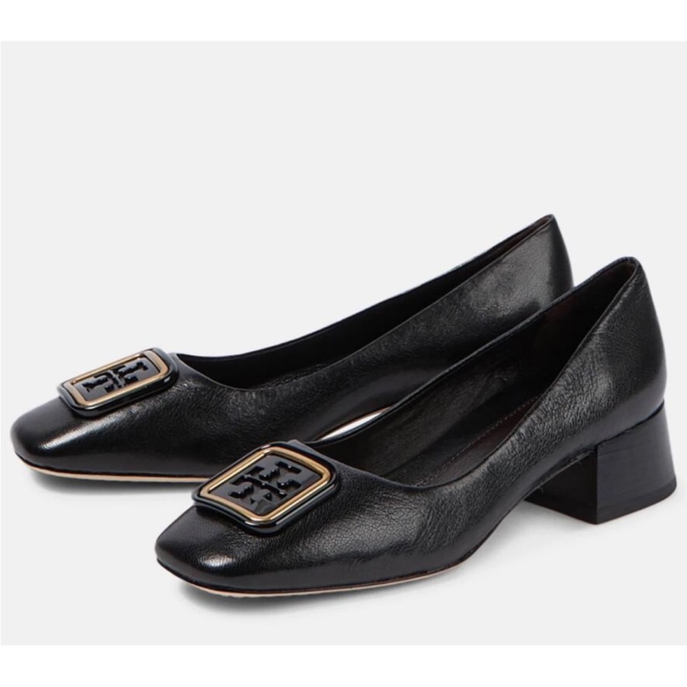 Tory Burch Georgia Leather Pumps Black 1918 Womens Shoes Size 7